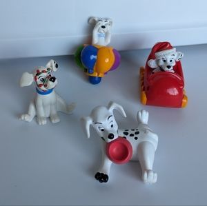101 Dalmatians Vintage Disney Figures 4pc McDonald's Toys Sled Dogs Christmas